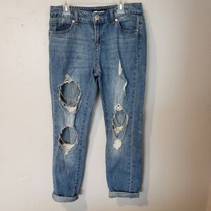 Love Revival Distressed Jeans Chains Medium Wash